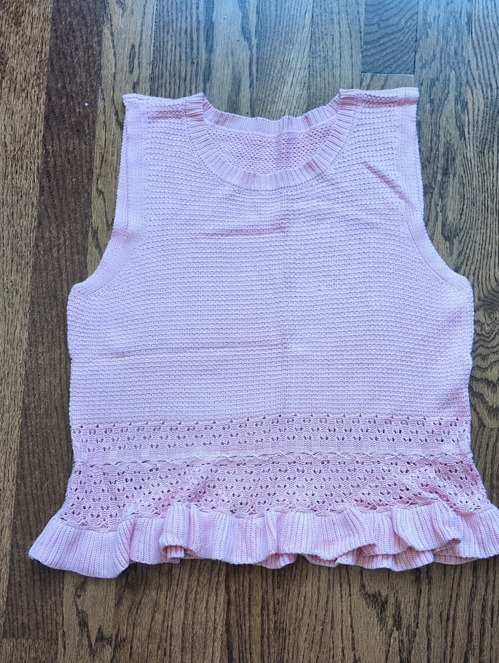 CiciBird Light Pink Knit Ruffled Hem Sleeveless Top NWOT